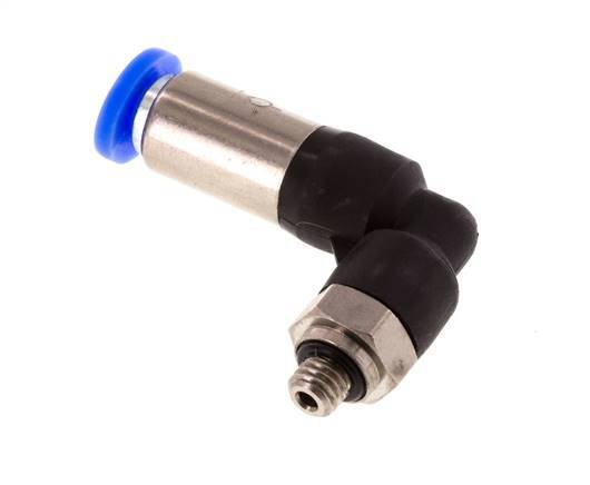 Racor rápido 4mm y M5 macho Codo autoblocante Latón/PBT 0-10bar (0-145psi)