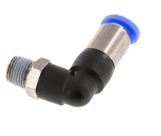 Racor de 6mm y R1/8'' Codo macho autoblocante Latón/PBT 0-10bar (0-145psi) [2 Piezas]