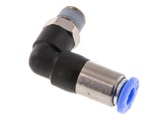 Racor de 6mm y R1/8'' Codo macho autoblocante Latón/PBT 0-10bar (0-145psi) [2 Piezas]