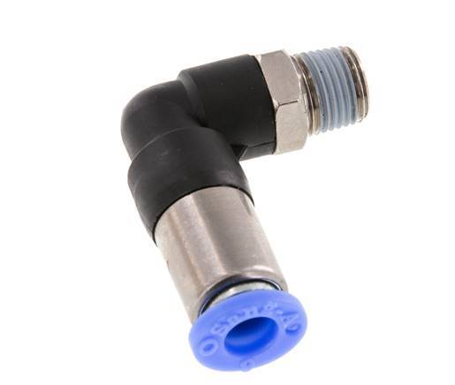 Racor de 6mm y R1/8'' Codo macho autoblocante Latón/PBT 0-10bar (0-145psi) [2 Piezas]