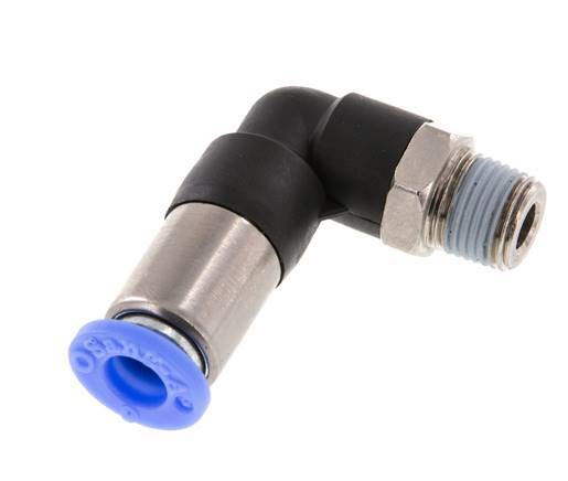 Racor de 6mm y R1/8'' Codo macho autoblocante Latón/PBT 0-10bar (0-145psi) [2 Piezas]