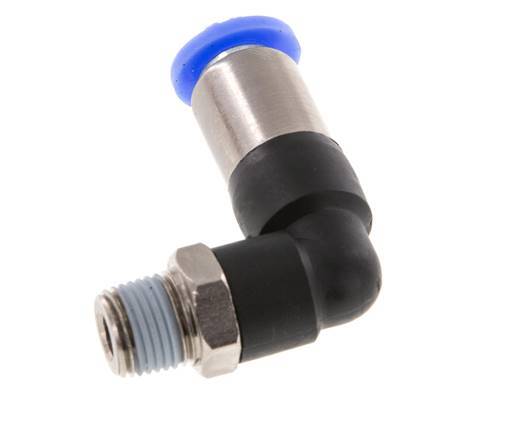 Racor de 6mm y R1/8'' Codo macho autoblocante Latón/PBT 0-10bar (0-145psi) [2 Piezas]