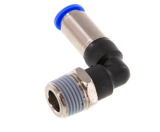 Racor rápido 10mm y R1/2'' Codo macho autoblocante Latón/PBT 0-10bar (0-145psi)