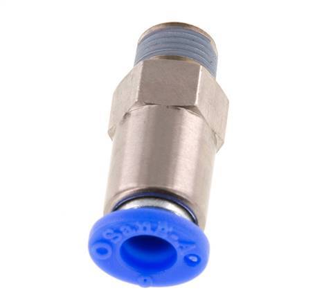 Válvula de retención a presión de 6mm y R1/8'' macho de latón/PBT 0,2-10bar (3-145psi) con rosca para manguera