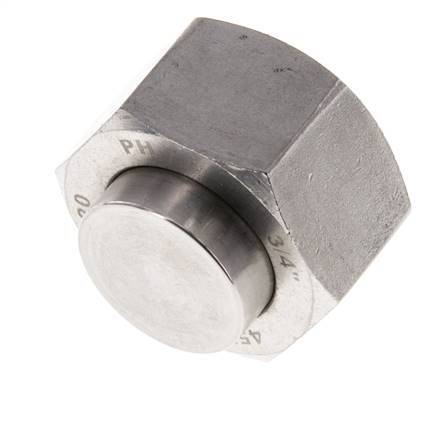 End Cap G3/4'' Stainless steel with External Hex 60° cone 175bar (2458.75psi) Hydraulic