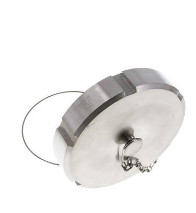 Tuerca de sombrerete Rd130 X 1/4'' DN 100 Acero inoxidable 1.4404 NBR DIN 11851 FDA 21 con cadena