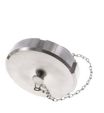 Tuerca de sombrerete Rd130 X 1/4'' DN 100 Acero inoxidable 1.4404 NBR DIN 11851 FDA 21 con cadena