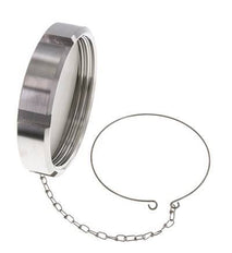 Tuerca de sombrerete Rd130 X 1/4'' DN 100 Acero inoxidable 1.4404 NBR DIN 11851 FDA 21 con cadena
