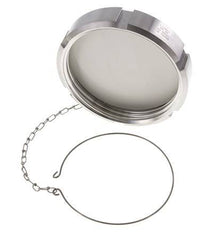 Tuerca de sombrerete Rd130 X 1/4'' DN 100 Acero inoxidable 1.4404 NBR DIN 11851 FDA 21 con cadena