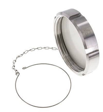 Tuerca de sombrerete Rd130 X 1/4'' DN 100 Acero inoxidable 1.4404 NBR DIN 11851 FDA 21 con cadena