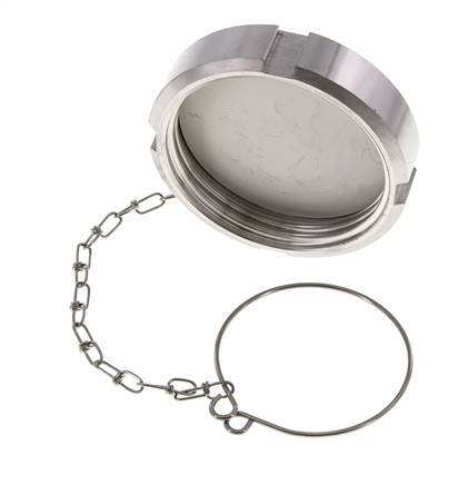 Tuerca de sombrerete Rd78 X 1/6'' DN 50 Acero inoxidable 1.4301 NBR DIN 11851 FDA 21 con cadena