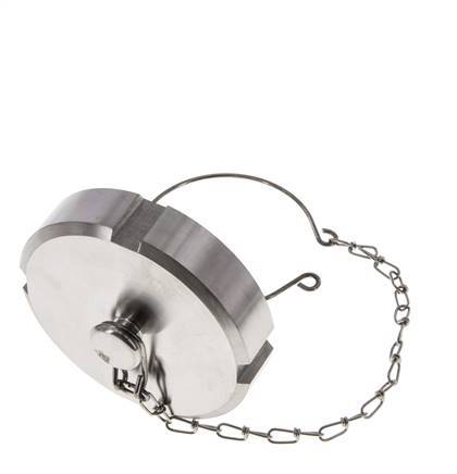 Tuerca de sombrerete Rd78 X 1/6'' DN 50 Acero inoxidable 1.4404 NBR DIN 11851 FDA 21 con cadena