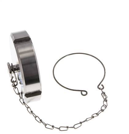 Tuerca de sombrerete Rd78 X 1/6'' DN 50 Acero inoxidable 1.4404 NBR DIN 11851 FDA 21 con cadena