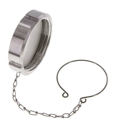 Tuerca de sombrerete Rd78 X 1/6'' DN 50 Acero inoxidable 1.4404 NBR DIN 11851 FDA 21 con cadena