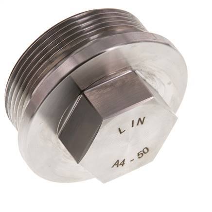 Tapón G2'' Acero inoxidable con collar y hexágono exterior 40bar (562,0psi)