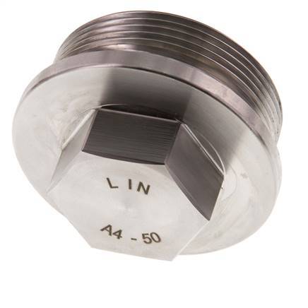 Tapón G2'' Acero inoxidable con collar y hexágono exterior 40bar (562,0psi)