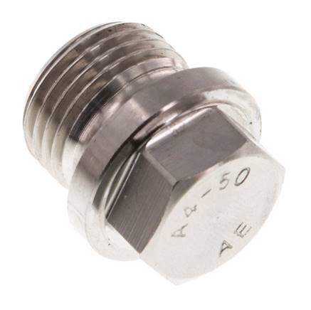 Tapón G1/2'' Acero inoxidable con collar y hexágono exterior 40bar (562,0psi)