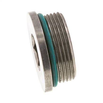 Tapón UN 1-5/8''-12 Acero inoxidable FKM con hexágono interior 250bar (3512,5psi)