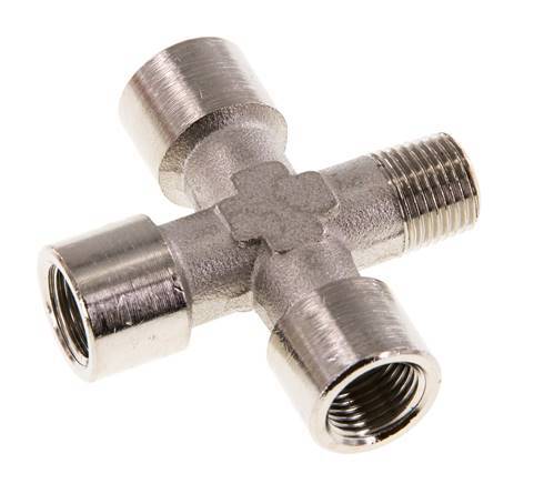 Cross Fitting R1/8'' Male - G1/8'' Female Nickel plated Brass 16 bar (224.8 psi) [2 Pieces]