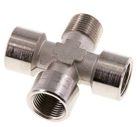 Cross Fitting R3/8'' Male - G3/8'' Female Nickel plated Brass 16 bar (224.8 psi)