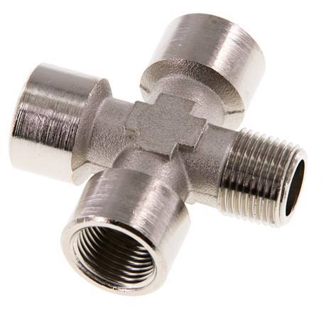 Cross Fitting R3/8'' Male - G3/8'' Female Nickel plated Brass 16 bar (224.8 psi)