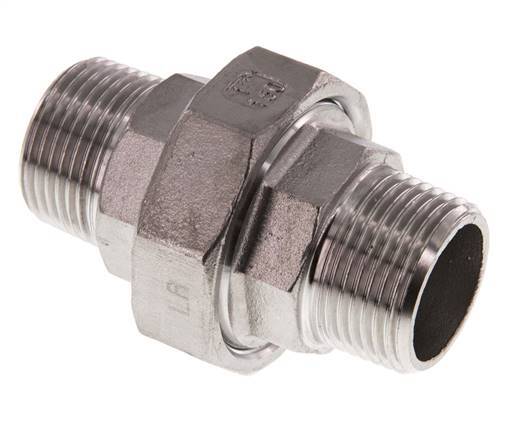 Racor recto de unión R1'' Acero inoxidable Junta plana PTFE 16bar (224.8psi)
