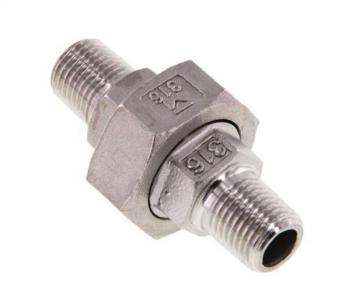 Racor recto de unión R1/4'' Acero inoxidable Junta plana PTFE 16bar (224.8psi)