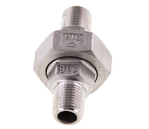 Racor recto de unión R1/4'' Acero inoxidable Junta plana PTFE 16bar (224.8psi)