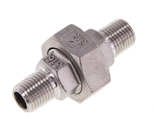 Racor recto de unión R1/4'' Acero inoxidable Junta plana PTFE 16bar (224.8psi)