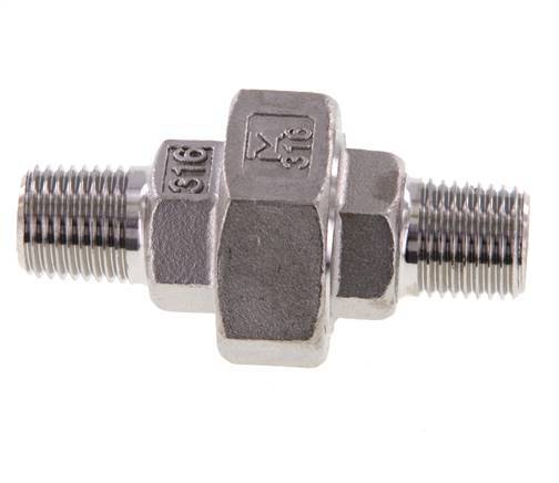 Racor recto de unión R1/4'' Acero inoxidable Junta plana PTFE 16bar (224.8psi)
