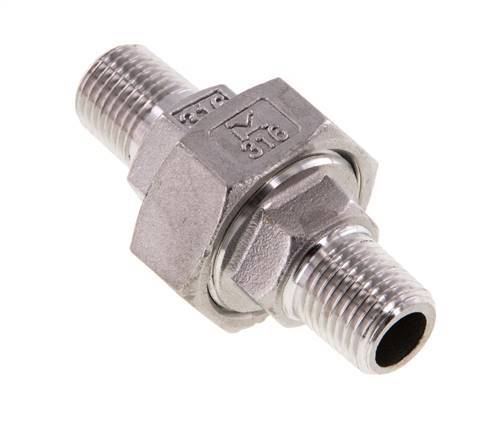 Racor recto de unión R1/4'' Acero inoxidable Junta plana PTFE 16bar (224.8psi)