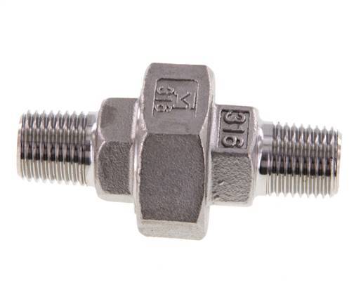 Racor recto de unión R1/4'' Acero inoxidable Junta plana PTFE 16bar (224.8psi)