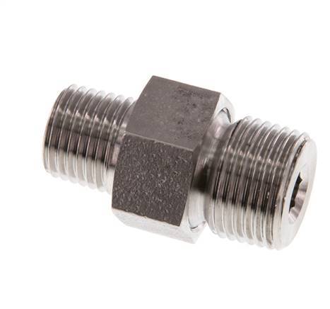 Espiga doble R1/4'' x R3/8'' Separable Junta cónica de acero inoxidable 40bar (562.0psi)