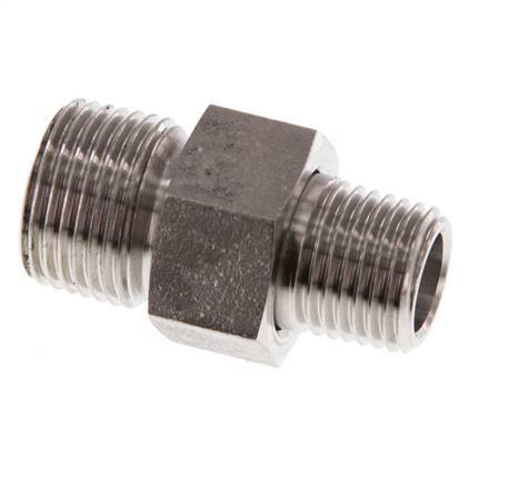 Espiga doble R1/4'' x R3/8'' Separable Junta cónica de acero inoxidable 40bar (562.0psi)