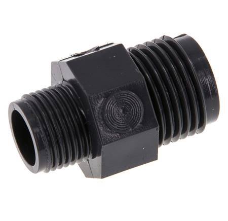 Reducing Double Nipple G3/8'' x G1/2'' PVC-U 16bar (224.8psi) EN 1452-3 [5 Pieces]