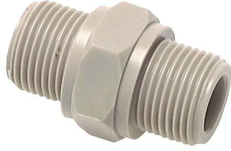 Espiga doble G1 1/4'' PVDF 10bar (140,5psi) FDA 50mm Hex.