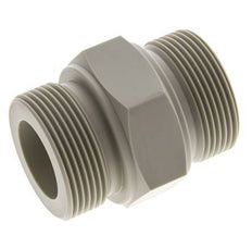 Espiga doble G1 1/2'' Polipropileno (pp) 10bar (140.5psi) FDA 55mm Hex.