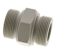 Espiga doble G1 1/2'' Polipropileno (pp) 10bar (140.5psi) FDA 55mm Hex.