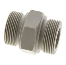Espiga doble G1 1/2'' Polipropileno (pp) 10bar (140.5psi) FDA 55mm Hex.