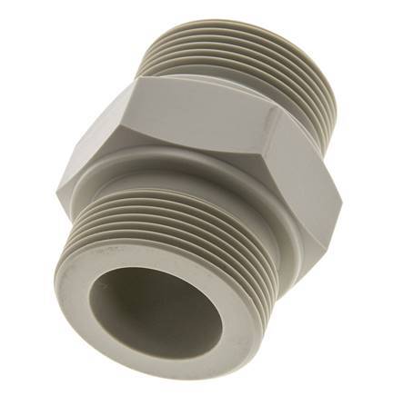 Espiga doble G1 1/2'' Polipropileno (pp) 10bar (140.5psi) FDA 55mm Hex.