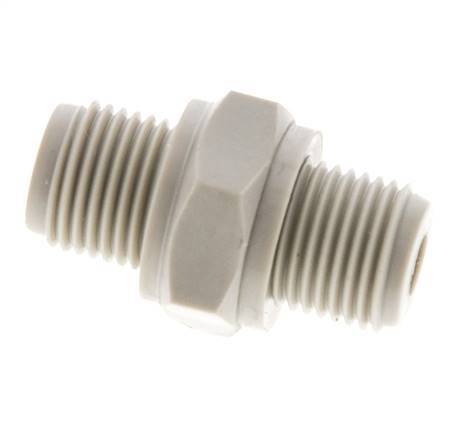 Double Nipple G1/8'' Polypropylene (pp) 10bar (140.5psi) FDA 14mm Hex [2 Pieces]