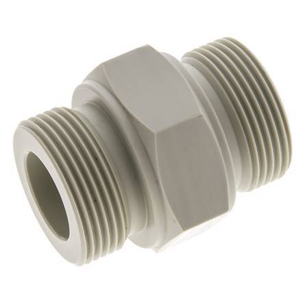 Espiga doble G1 1/4'' Polipropileno (pp) 10bar (140.5psi) FDA 50mm Hex.