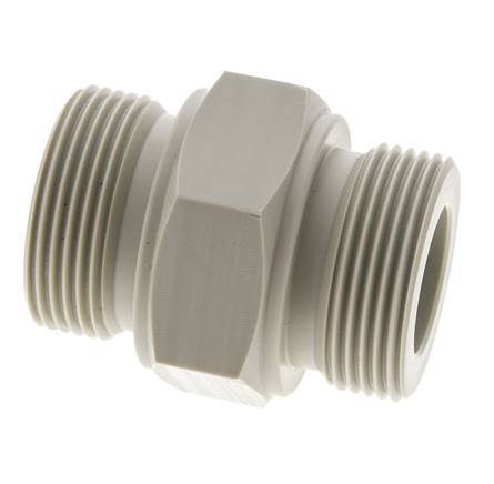 Espiga doble G1 1/4'' Polipropileno (pp) 10bar (140.5psi) FDA 50mm Hex.