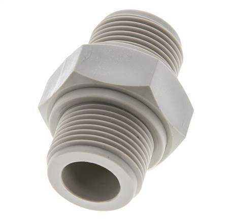 Espiga doble G3/4'' Polipropileno (pp) 10bar (140.5psi) FDA 36mm Hex.