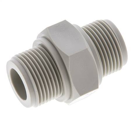 Espiga doble G3/4'' Polipropileno (pp) 10bar (140.5psi) FDA 36mm Hex.