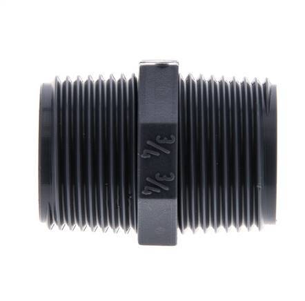 Double Nipple G3/4'' Polypropylene (pp) 10bar (140.5psi) FDA 30mm Hex [2 Pieces]