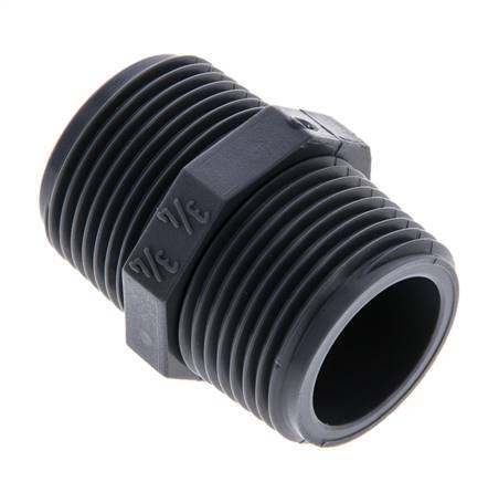 Double Nipple G3/4'' Polypropylene (pp) 10bar (140.5psi) FDA 30mm Hex [2 Pieces]
