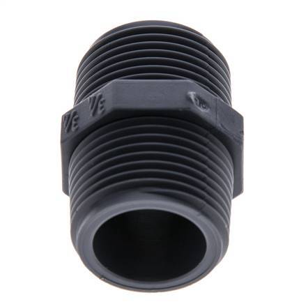 Double Nipple G3/4'' Polypropylene (pp) 10bar (140.5psi) FDA 30mm Hex [2 Pieces]