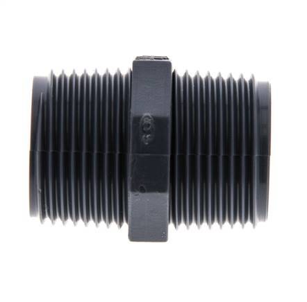 Double Nipple G3/4'' Polypropylene (pp) 10bar (140.5psi) FDA 30mm Hex [2 Pieces]