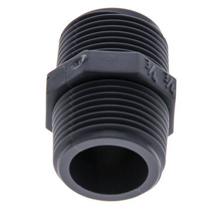 Double Nipple G3/4'' Polypropylene (pp) 10bar (140.5psi) FDA 30mm Hex [2 Pieces]